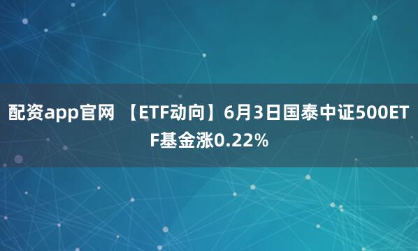 配资app官网 【ETF动向】6月3日国泰中证500ETF基金涨0.22%