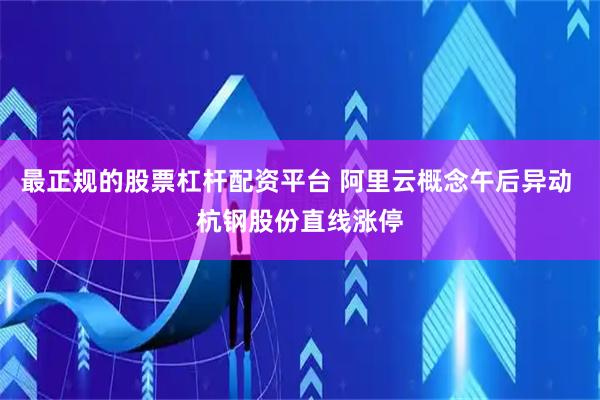 最正规的股票杠杆配资平台 阿里云概念午后异动 杭钢股份直线涨停